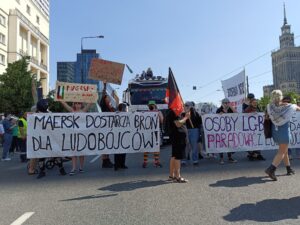Parada Równości w Warszawie zablokowana przez protest antyizraelski (Zdjęcie: Facebook Solidarnie z Palestyną)
