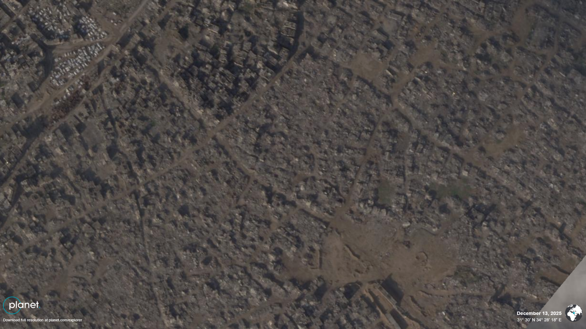 Zdjęcia satelitarne pokazują nowe zniszczenia w dzielnicy Szudżaja w mieście Gaza [Planet Labs]